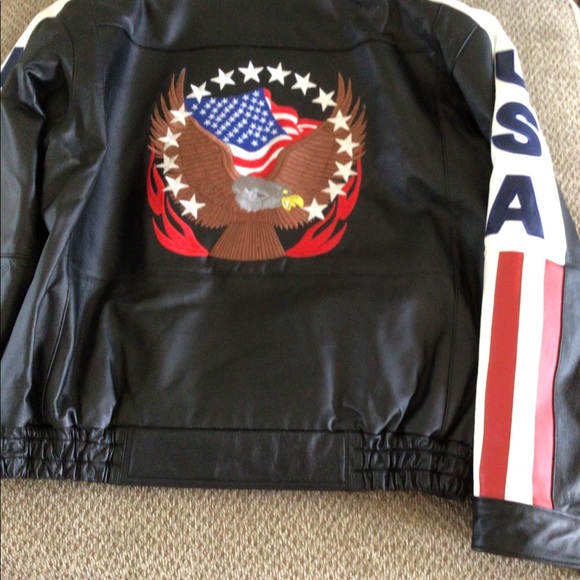 Men's Leather USA Jacket - Picture 3 of 4